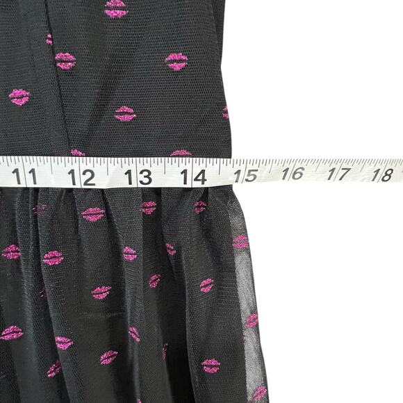 Betsey Johnson Black and Pink Polka Dot Midi Dress - Picture 13 of 16